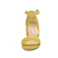 thumbnail image 3 of BLISSFUL STEP Women's Open Toe Cross Strap Mid Block Heel Sandals Yellow 5, 3 of 9