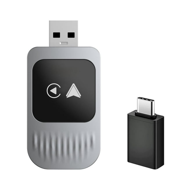 Adaptador Inalámbrico 2 en 1 para CarPlay para Android AUTO con WiFi y Bluetooth. Compatible con CarPlay Inalámbrico y Adaptador USB-C.