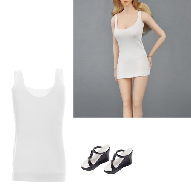 y zapatillas de moda con cuello en U 1/6 para accesorio de de acción de 12 " Hugo Falda de vestido de muñeca femenina