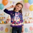 thumbnail image 6 of PWPSG Happy Easter Day Shirt for Kid 3D Graphic T Shirts Cute Easter Eggs & Bunny Rabbit Prints Tops 3/4 Sleeve Crewneck Blouses Spring Fall Outfits for Girl Multicolor 7 Years, 6 of 9