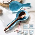thumbnail image 2 of Sweejar Owl Ceramic Spoon Rest Set, Large Spoon Holder for Kitchen, Drip Catcher for Ladle, Spatula, Tongs, Cooking Accessories, Set of 2 (Steel Blue), 2 of 5