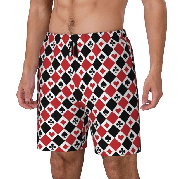 Balery Playing Cards Bañador para hombre, shorts de playa de secado rápido con entrepierna y forro de compresión-3X-Large