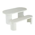 thumbnail image 3 of Christopher Knight Home 2-Piece Oval Modern Outdoor Concrete Dining Table with Bench, Seats 2-3, White Terrazzo Finish, 3 of 12