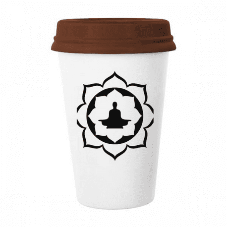 

Lotus Figure Simple Illustration Pattern Mug Coffee Drinking Glass Pottery Cerac Cup Lid