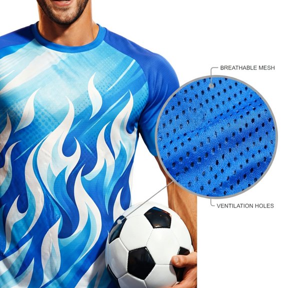 XUNKUSGA T Shirts for Man Fashion Soccer Print Crewneck Short Sleeve Mens T-Shirts Lightweight Breathable Quick Dry Mesh Graphic Tees for Training,#1,S