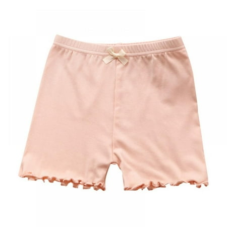 

3-12 Years Girl s Solid Color Lace Trim Boyshort Underwear Safety Dress Panties