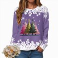 thumbnail image 4 of Towmus Womens Crewneck Long Sleeve Merry Christmas Graphic Sweatshirts Christmas Tree Bright Graphic Pullover Tops, 4 of 7