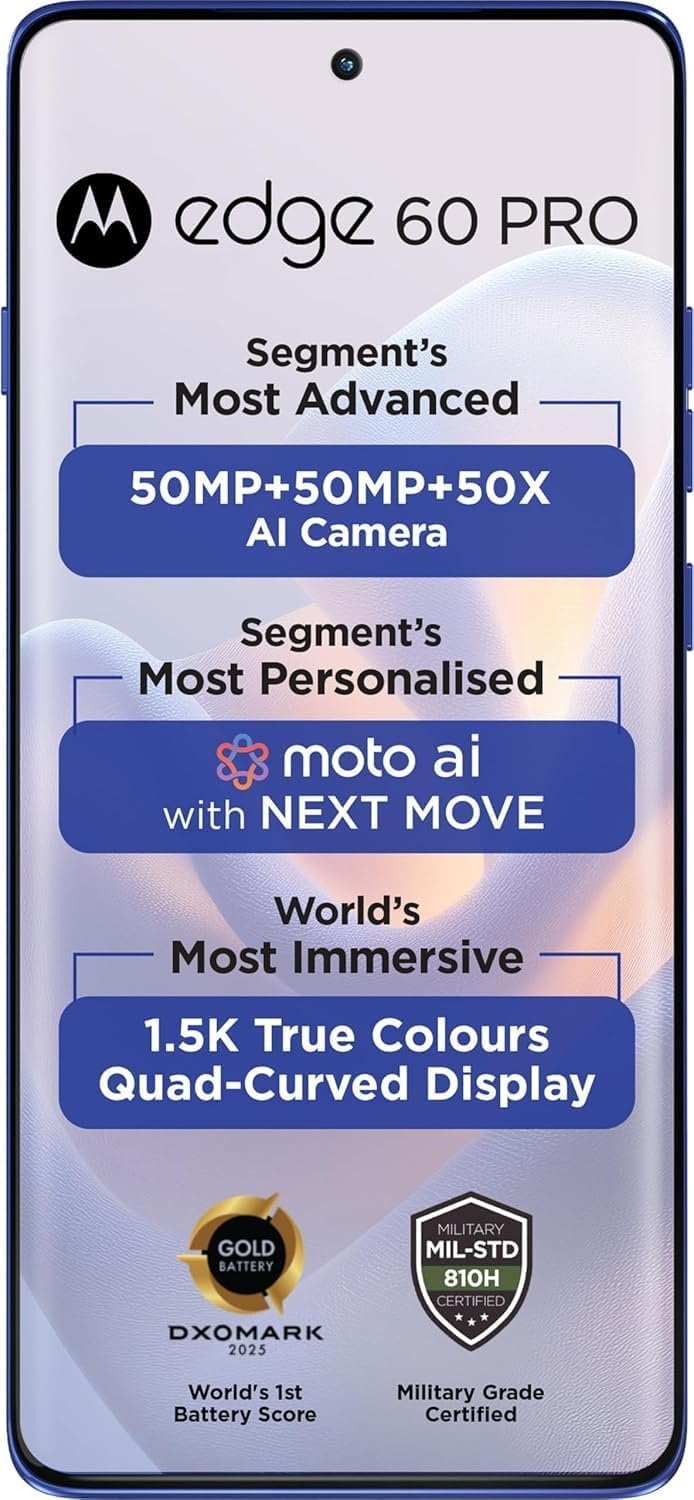 Motorola Moto Edge 60 Pro 5G Ai Tmobile Mint Tello & Global 512GB+12GB NFC 50MP Triple Cam Dual Sim 6.7" XT2507-1 Latino American Version Pantone Dazzling Blue