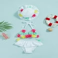 thumbnail image 2 of Infant Girls Swimsuits Tie-Up Tank Tops Ruffles Shorts Sun Hat Bikini Split Swimwear Set, 2 of 7