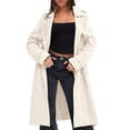 thumbnail image 3 of Double Breasted Women Solid Color Casual Long  Trench Coat with Belt, 3 of 5