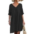 thumbnail image 1 of Casual Robe à Manches Courtes, Femmes V Cou Court V Robe à Manches Courtes Robe Design Exquis, 1 of 5