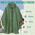 thumbnail image 4 of SaphiRose Hooded Rain Poncho Waterproof Raincoat Jacket for Adults with Pockets Green, 4 of 8