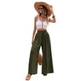 thumbnail image 3 of SWQZVT Womens Pants Wide Leg Dress Pants Summer Casual Palazzo Pants for Women Plus Loose Green Pants for Women High Waisted Pants XXL, 3 of 10