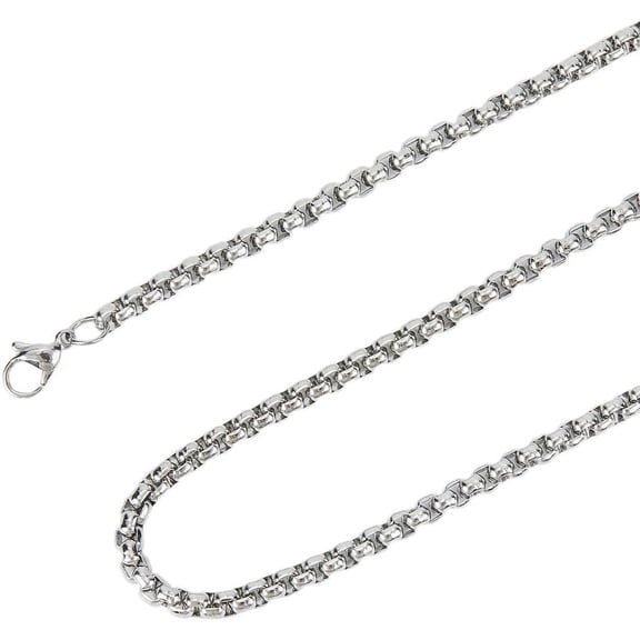 1 Box 4Pcs 24 Inch/60CM Square Chain Blank Necklace Chains 4mm Silver Metal 201 Stainless Steel Necklaces Chain with Lobster Claw Clasps for Jewelry Making DIY Crafts Women Supplies Silver DIY