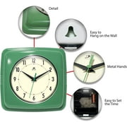 Infinity Instruments 9.25 Green Retro Square Plastic Analog Wall Clock