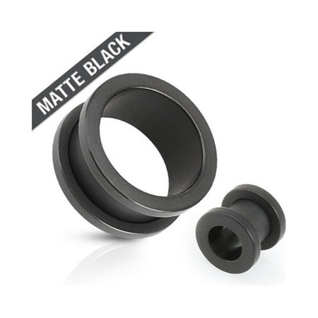 - Pair Of Double Flared Screw-Fit Tunnels Surgical Steel Solid Matte Black,Gauge (Thickness):0 (8.0Mm)