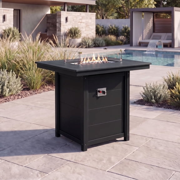 WestinTrends Helios 46" Modern Outdoor Patio Gas Propane Fire Pit Table (Rocks Not Included), Black