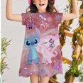 thumbnail image 1 of Vestidos de verano para niñas de 2 a 12 años, ropa con estampado de punto de Disney para niños, ropa de manga corta para fiesta, regalo de cumpleaños, vestidos para bebés 7T Gao Jinjia LED, 1 of 2