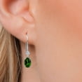 thumbnail image 3 of Gem Stone King 14K White Gold Green Chrome Diopside and Lab Grown Diamond Earrings for Women | 1.53 Cttw | Gemstone Birthstone | Oval 7X5MM, 3 of 6