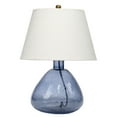 thumbnail image 2 of Benjara Navi 17 Inch Table Lamp, White Linen Drum Shade, Blue Glass Curved Body, 2 of 5