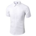 thumbnail image 4 of Camisa De Verano Para Hombres Diario Casual Camisas Blancas Manga Corta Botón Abajo Slim Fit Blusa Social Masculina 4XL 5XL, 4 of 4