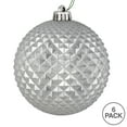 thumbnail image 3 of Vickerman 4" Silver Durian Glitter Ball Ornament, 6 per Bag, 3 of 3