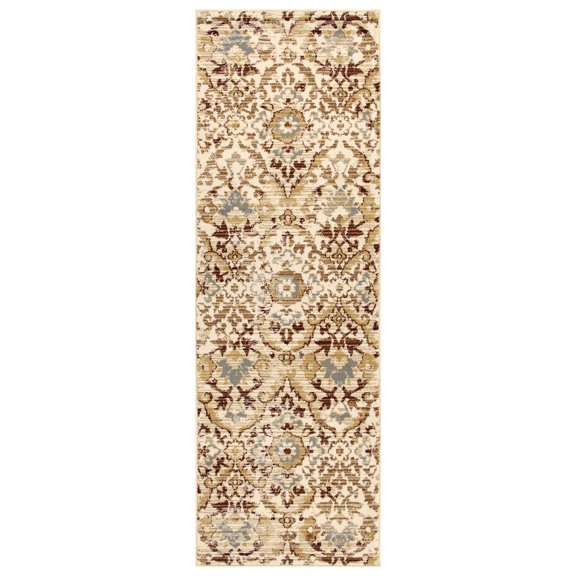 Superior Tamara 2'7" x 8' Indoor Runner Rug, Floral Diamond Rugs for Living Room Bedroom, Maroon
