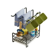 QPLOVE Carbon Steel Kitchen Sink Organizer with Drain Tray for Kitchen Sink or Bathroom Storage