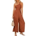 thumbnail image 1 of Franhais Women High Waist Romper, Sleeveless Off-Shoulder Neck Solid Color Wide-Leg Trousers, 1 of 9