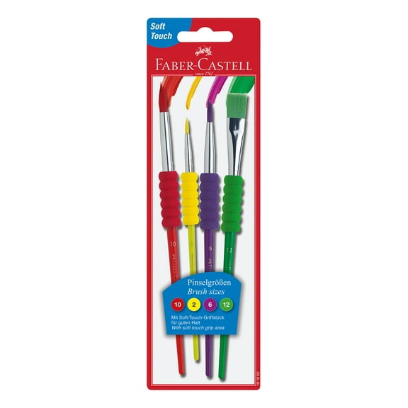 Faber-Castell Soft Grip Brushes - 4 Count, Made with Synthetic Hair