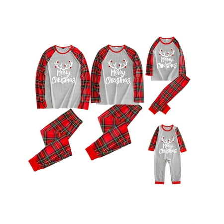 

Kanali Deer Print Christmas Pajamas Matching Family Plaid Printed Sleepwear Xmas Party Homewear