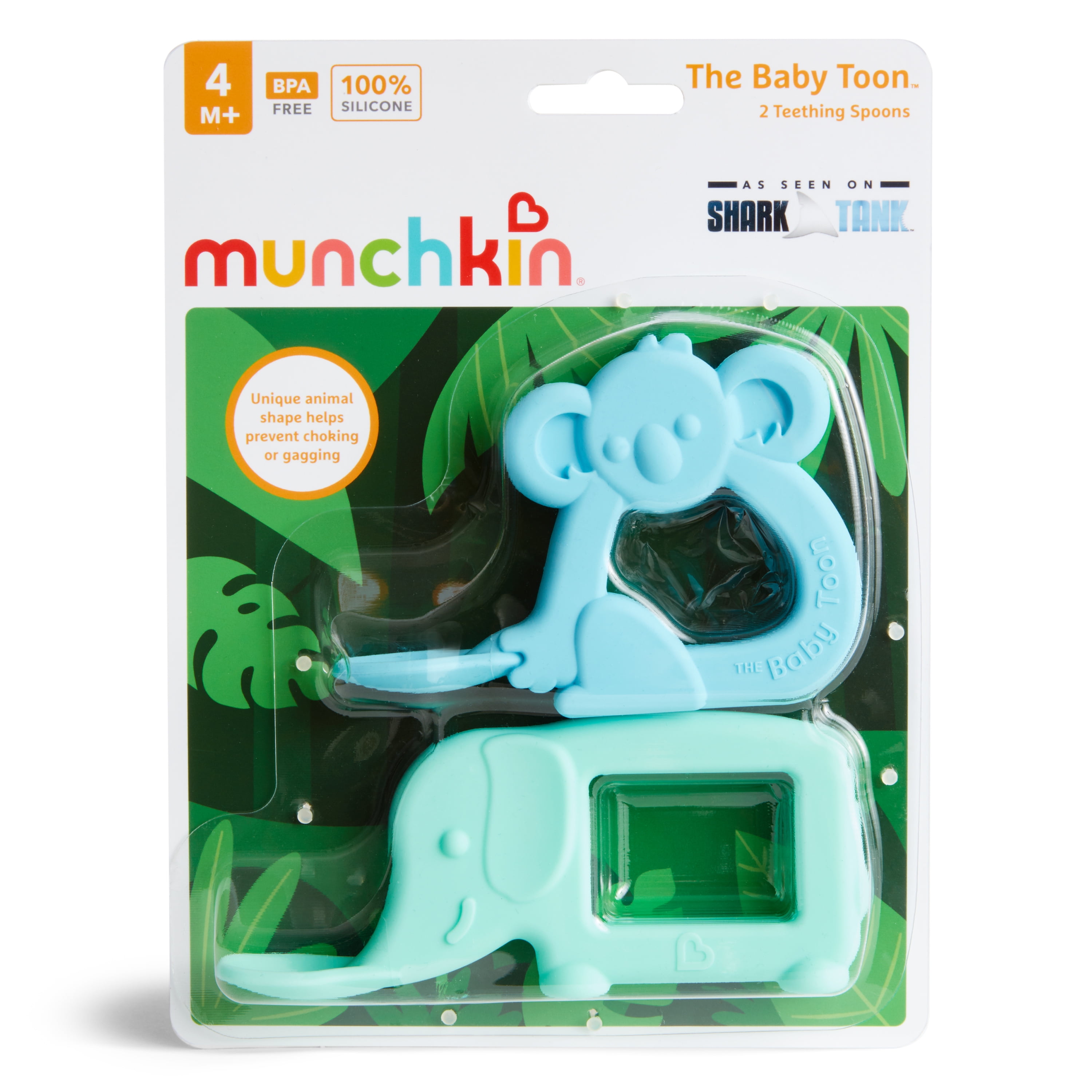 Munchkin® The Baby Toon™ Silicone Teether Spoon, As seen on Shark Tank™, Elephant/Koala, Unisex, 2 Pack
