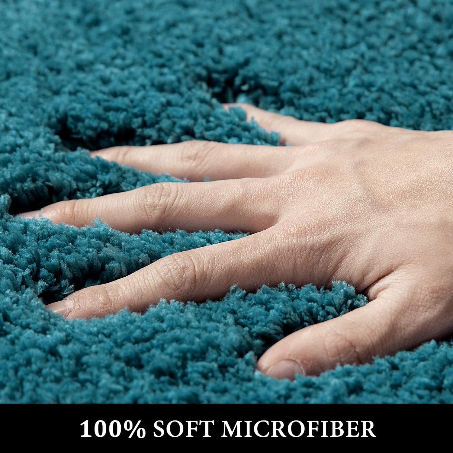 Set of 2 Bathroom mats and Toilet Rugs, 16''x24''+16''x24''+20''x20''(U-Shaped), Non Slip Soft Rugs for Bath Tub Shower, Teal