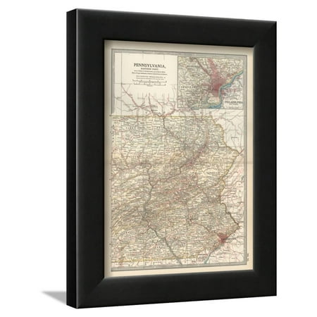 Map Of Philadelphia Map of Pennsylvania, Eastern Part. United States. Inset Map of Philadelphia and Vicinity Antique Framed Print Wall Art By Encyclopaedia Britannica ()