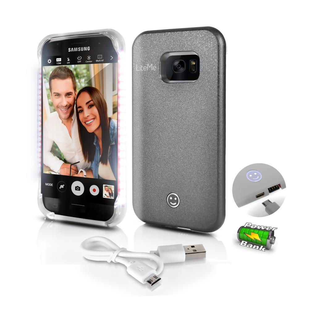 Photo 1 of SereneLife SL301S7GR - Lite-Me Selfie Lighted Smart Case, Phone Protection with Built-in Power Bank LED Lights (for Samsung Galaxy S7)