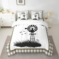 thumbnail image 2 of YST Windmill Comforter Set, 7-Piece, Rustic Farmhouse Grid, Full Size, Bed-in-a-Bag, 2 of 5
