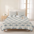 thumbnail image 3 of Quilts Twin Size Bedding Set, Nautical Sailboats Lightweight Quilted Comforter, Slate Blue Minimalist Beige Coastal Soft Reversible Bedspread Coverlet with Pillow Covers for All Season, 68" x 86", 3 of 9