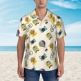 thumbnail image 2 of Xecao Travel Elements print Hawaiian shirt - a stylish short-sleeve button-down for men, perfect for casual beach and tropical outings., 2 of 9