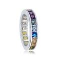 thumbnail image 2 of Sterling Silver or Gold Plated Channel-Set Rainbow CZ Eternity Band Ring, 2 of 5