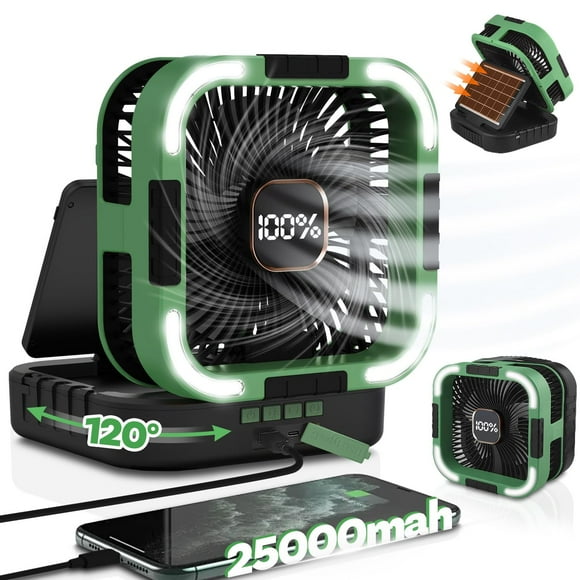 Ventilador Maraiss con energía solar de 25000 mAh con luz LED de 6 velocidades