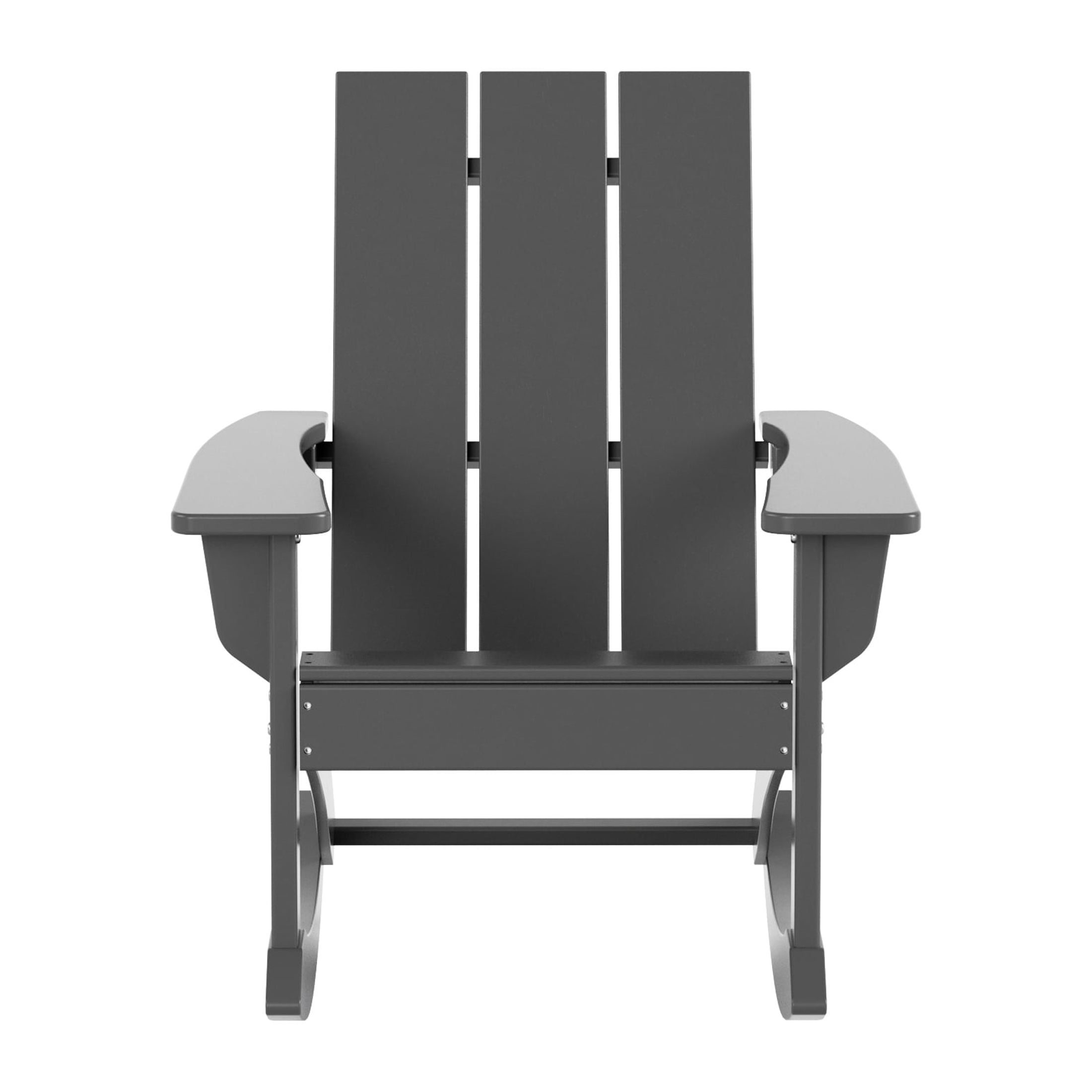 WestinTrends Ashore 3 Piece Patio Rocking Chair Set, All Weather Poly Lumber Adirondack Rocker Bistro Set Porch Patio Chairs Set of 2 with Large Side Table, Gray