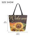 thumbnail image 5 of FORMRS Womens Canvas Tote Bag with Zipper Inner Pocket Shoulder Handbag, Retro Sunflower, 5 of 7