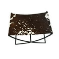 thumbnail image 3 of Cresta Modern Cowhide Accent Stool | Genuine Leather Sling Seat Stool with Iron | X-Base, Rustic Farmhouse Indoor Accent Furniture Black & White, 3 of 4