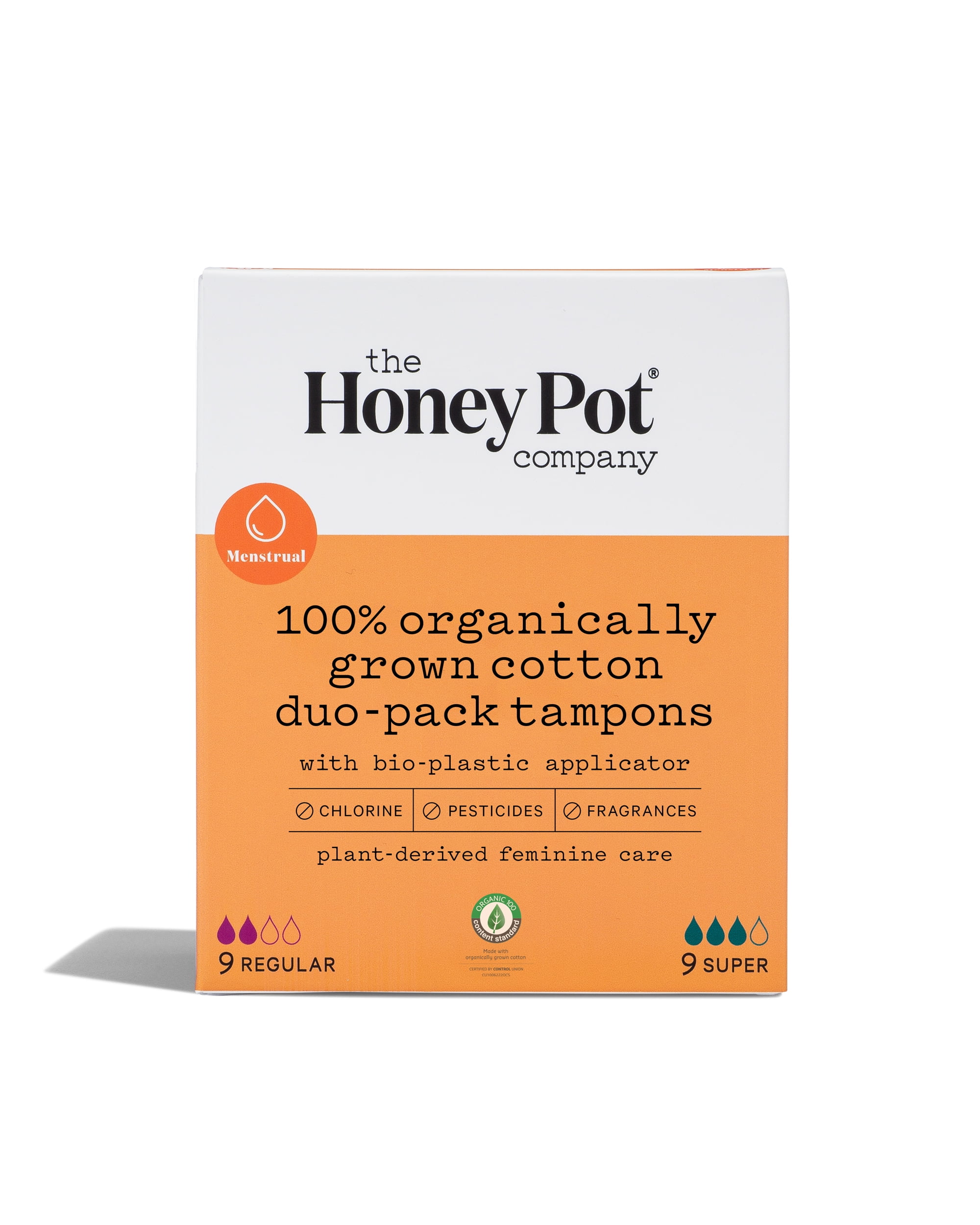 The Honey Pot Company Duo Pack Organic Bio-Plastic Applicator Tampon 9 Reg 9 Super
