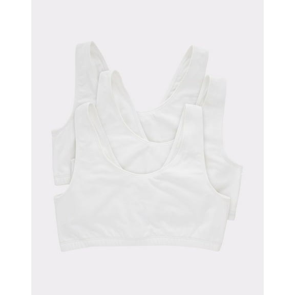 Hanes Bralette 3-Pack Women's Bra Cotton Scoopneck Crop Sports Low Impact HFA002