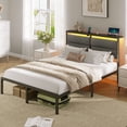 thumbnail image 7 of Greenstell Full Size Bed Frame with LED Lights, USB Outlets & Under-Bed Storage, Modern Headboard for Bedroom，Gray, 7 of 7