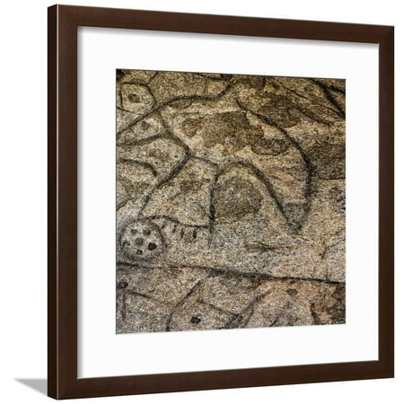 Native American Rock Art - Granite Boulder, Native American Petroglyphs, Writing Rock, North Dakota, USA Framed Print Wall Art By Chuck Haney