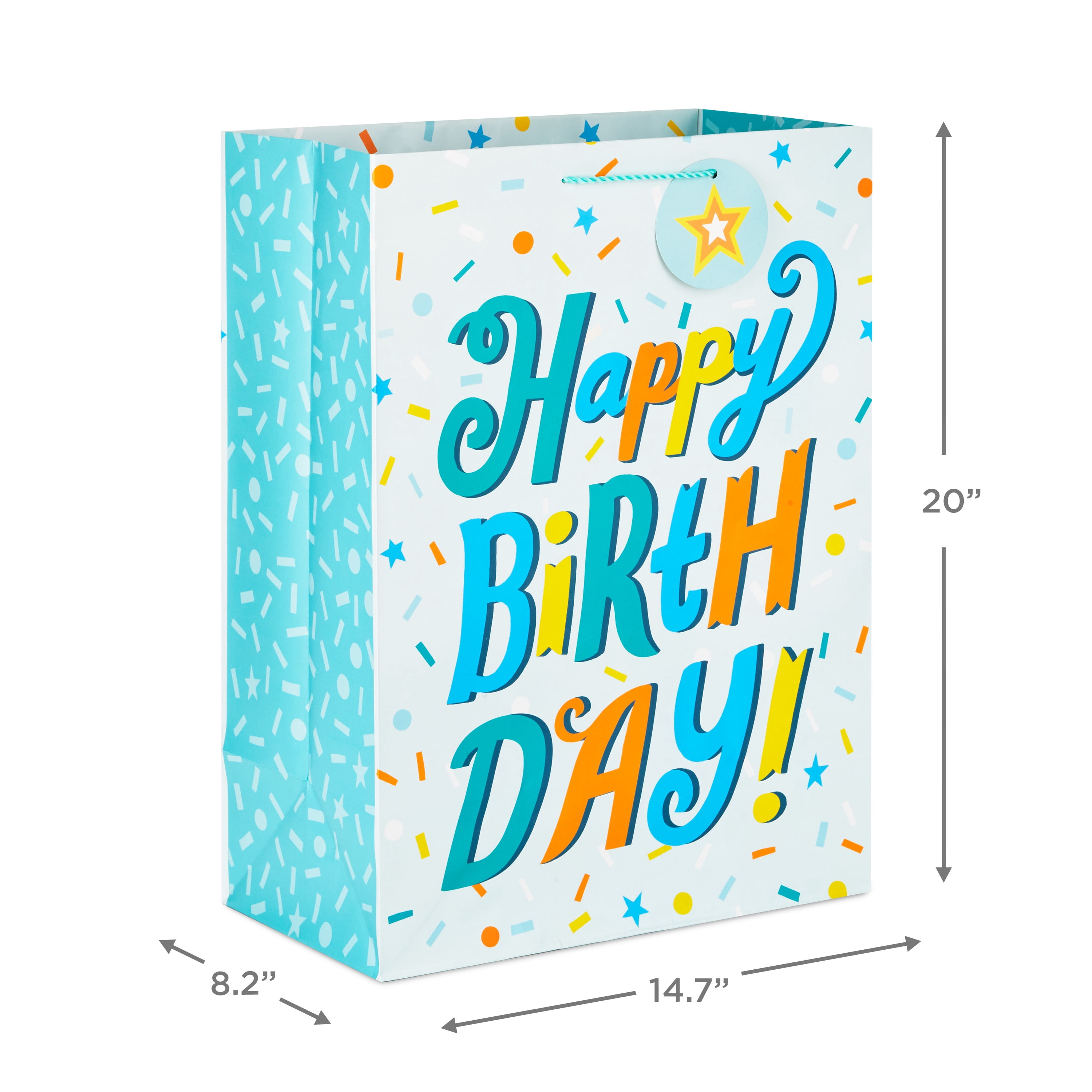 Hallmark Jumbo Birthday Gift Bag (Blue and Yellow Retro)