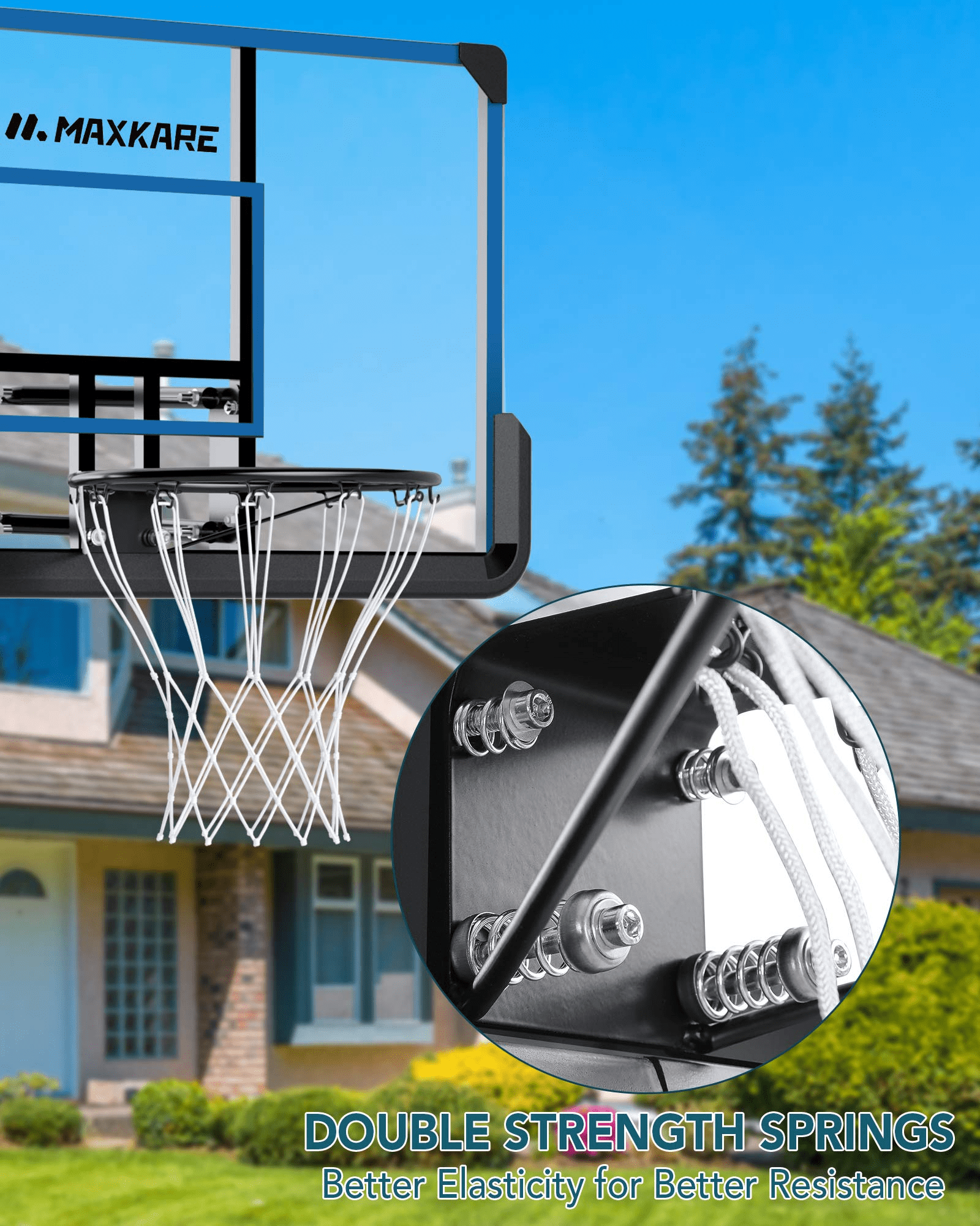 MaxKare 48'' Portable Basketball Hoop Basketball Goal 7'6'' 10