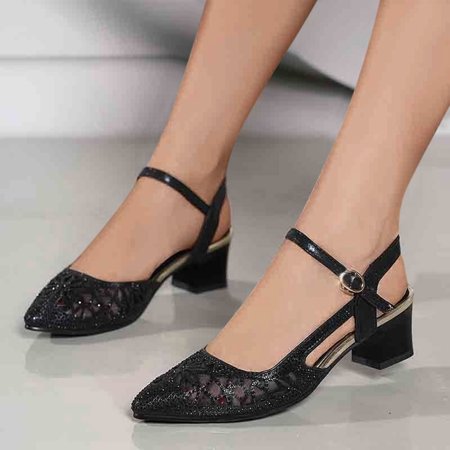 

HIBRO Fashion Womens Chunky High Heels Breathable Lace Up Rhinestone Shoes Casual Sandals